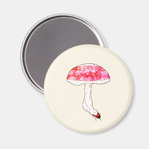 Íman Arte Fúngico Pastel Cute de Cogumelo Rosa Desenhad