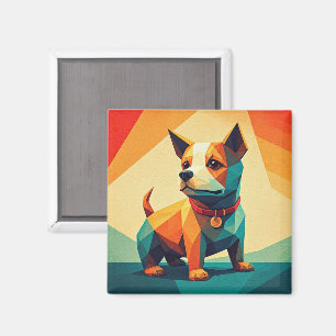 Íman Arte geométrica de alta emoção de cachorro Vintage