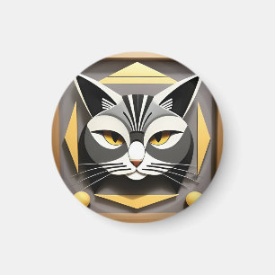 Íman Arte Geométrica de um Design Abstrato de Gato Esti