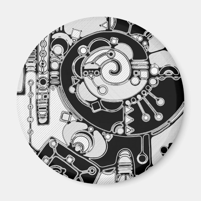 Íman Arte Geométrica Preta E Branca 4 (Frente)