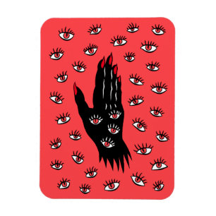 Íman Arte Gótica do Halloween - Olhos Negra Mão Estranh