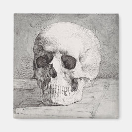 Íman Arte Gráfica de Caveira: Design de Tinta Minimalis