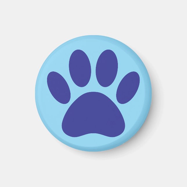 Íman Arte Impressa De Pata De Cão Em Azul (Frente)