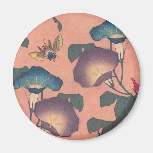 Íman Arte Japonês Asiático Abelha e Flor (Frente)