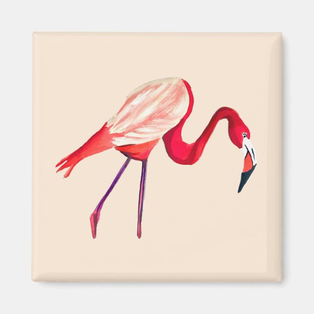 Íman Arte laranja flamingo aquarela (Frente)