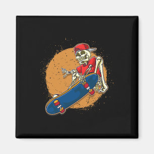 Íman Arte Legal de Skate Esqueleto Fazendo um Kickfli