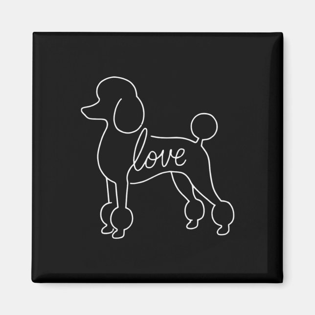 Íman Arte linear de amor por poodle design de cachorro  (Frente)