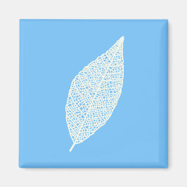 Íman Arte linear de folha esqueleto azul e branco