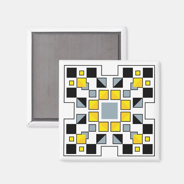 Íman Arte Moderna de Padrão de Colcha Geométrica  (Front/Back)