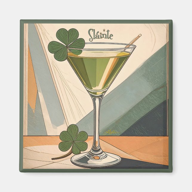 Íman Arte Moderno de Meados do Século Trevo Martini Slá (Frente)