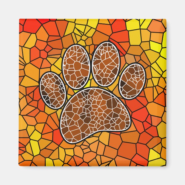 Íman Arte Mosaico de Pegada de Pata de Cachorro (Frente)