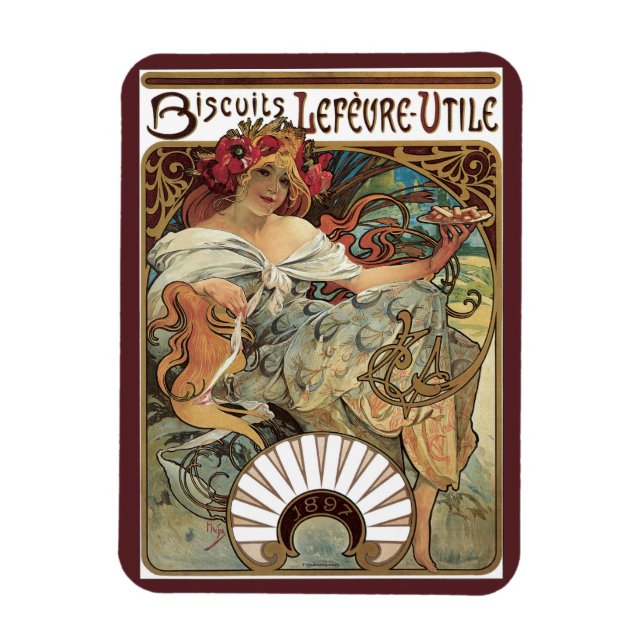 Íman Arte Nova Antiga, Biscoitos por Alphonse Mucha (Vertical)