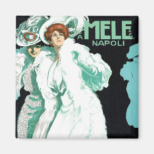 Íman Arte Nova Antiga, Moda Italiana, Mulheres Elegante