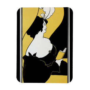 Íman Arte Nova Antiga, Mulher Lendo um Livro Amarelo