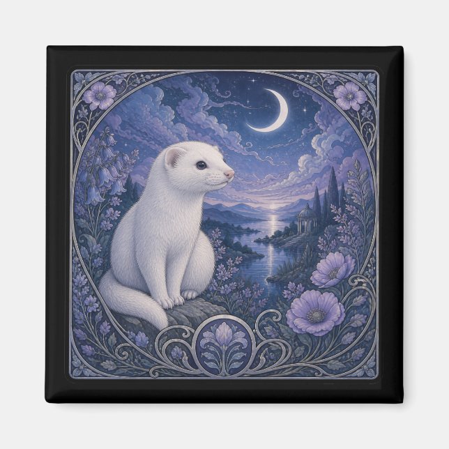 Íman Arte Nova Fofa Furão Branco (Frente)