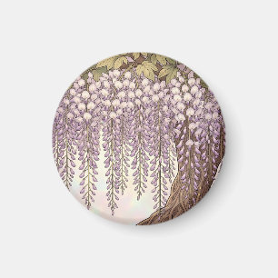 Íman Arte Nova Moldura Dourada Floral Wisteria