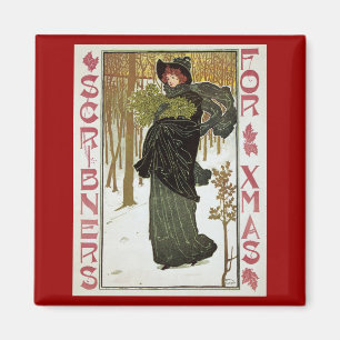 Íman Arte Novo de Natal Vintage Capa da Scribners 1895