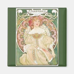 Íman Arte Novo Vintage, Champenois por Alphonse Mucha