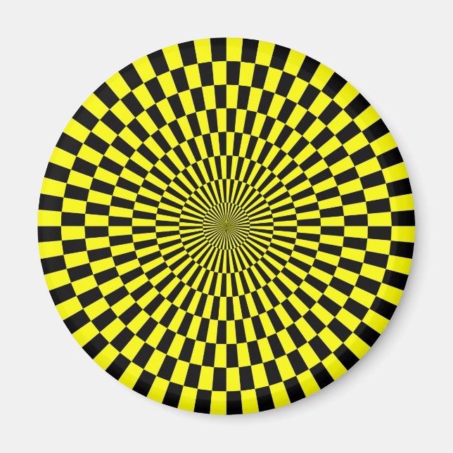 Íman Arte Op - Amarelo e preto (Frente)