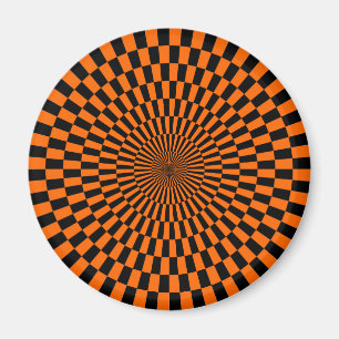 Íman Arte Op - laranja e preto