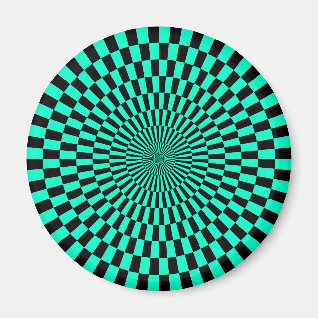 Íman Arte Op - Turquesa e Preto (Frente)