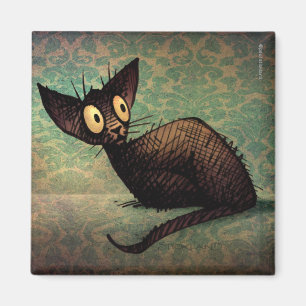 Íman Arte oriental preta bonito e engraçada do gato