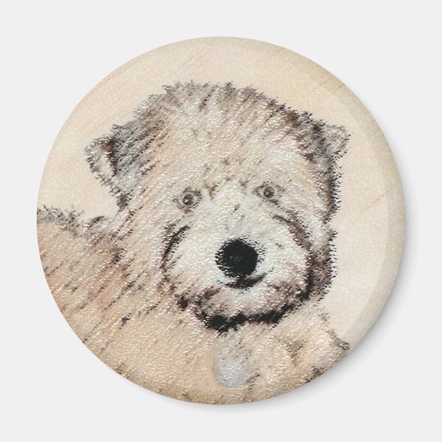 Íman Arte original de pintura terrier com revestimento  (Frente)