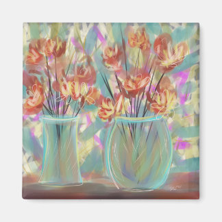 Íman Arte Original do Buquê Teal Duplo Vase