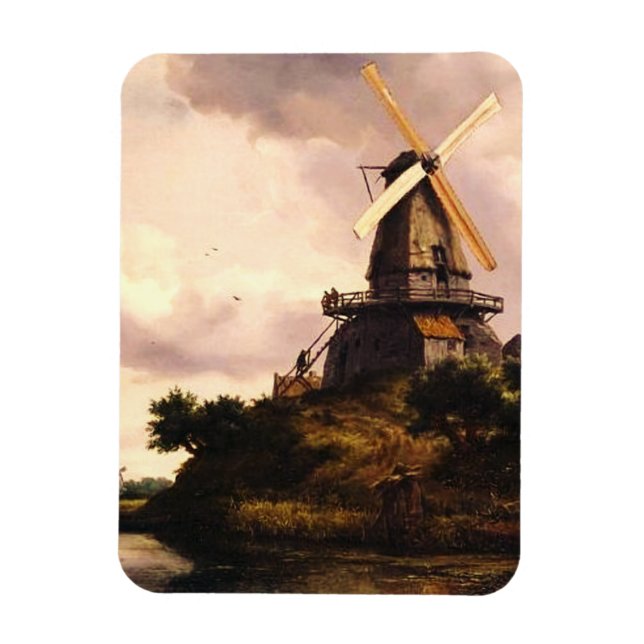Íman Arte Paisagem com um Moinho de Vento (Vertical)