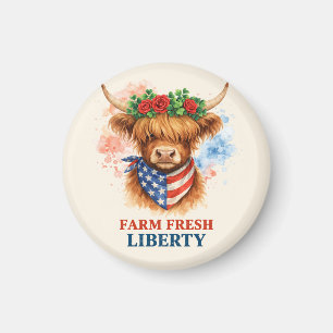 Íman Arte Patriótica de Vaca Highland Liberty Fresca da