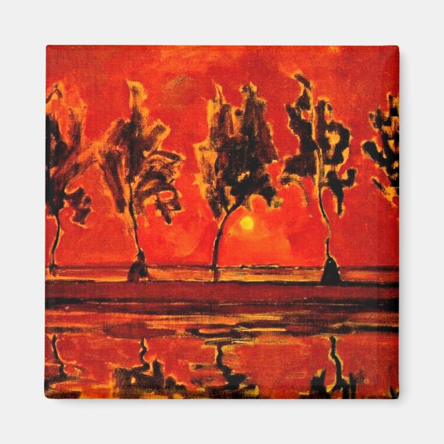 Íman Arte Piet Mondrian, Árvores do Geine em Moonrise (Frente)