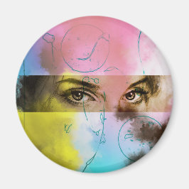 Íman Arte Pop Abstrata Retro, ímã Redondo
