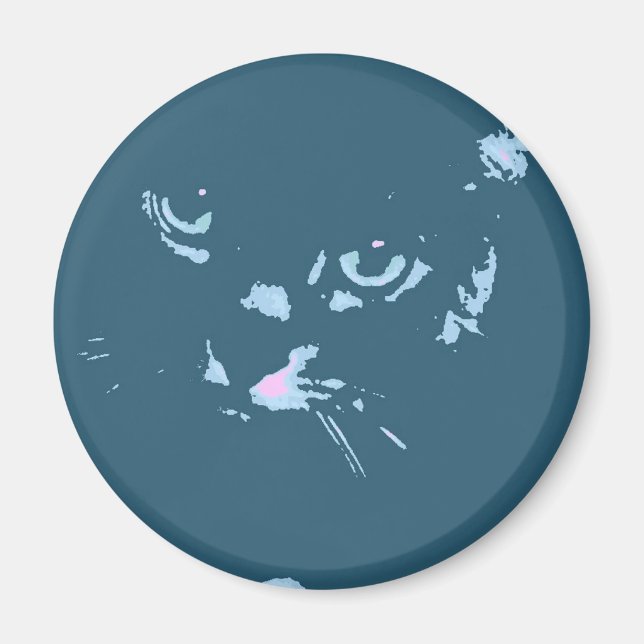 Íman Arte Pop de Gato Azul Russo (Frente)