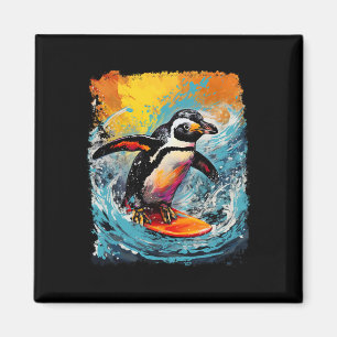Íman Arte Pop Pássaro Zoo Vintage Surfando Pinguim