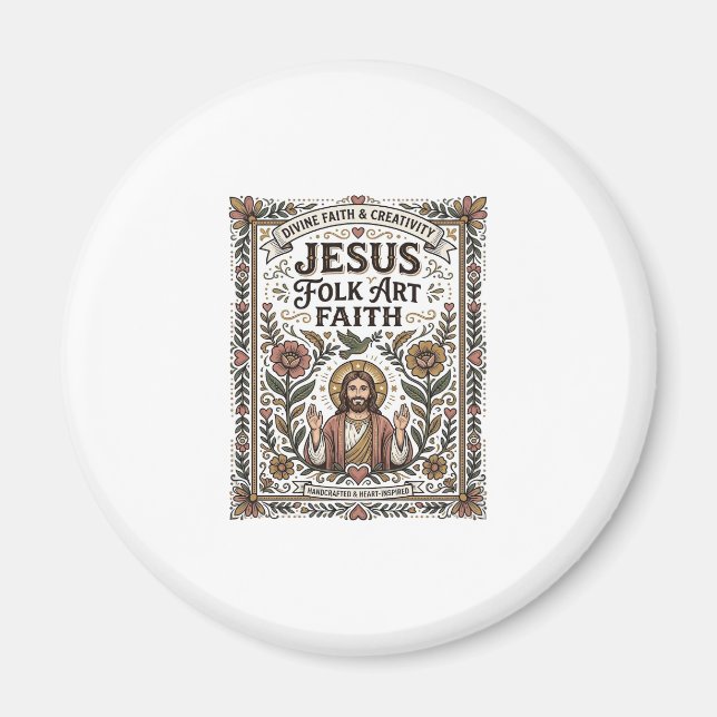 Íman Arte Popular Jesus Fé Arte Popular Cristã Fé (Frente)