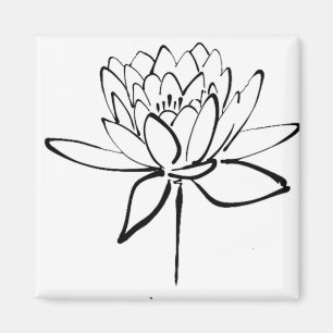 Íman Arte preto e branco do desenho da tinta da flor de