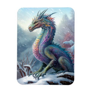 Íman Arte Rainbow Dragon Na Fantasia Da Neve