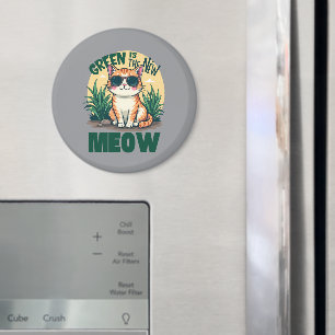 Íman Arte Retro da Natureza do Gato Legal "Verde É o No