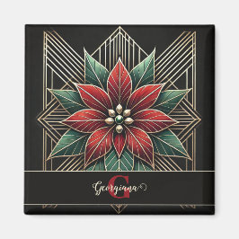 Íman Arte Retro Personalizada Deco Poinsettia