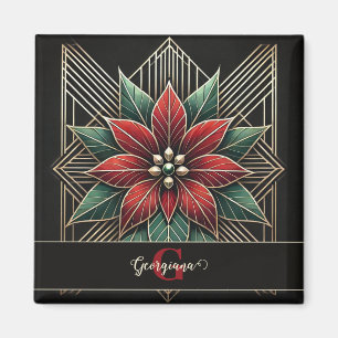 Íman Arte Retro Personalizada Deco Poinsettia
