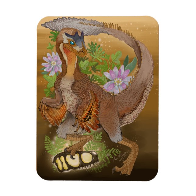 Íman Arte Selva do Dinossauro Raptor (Vertical)