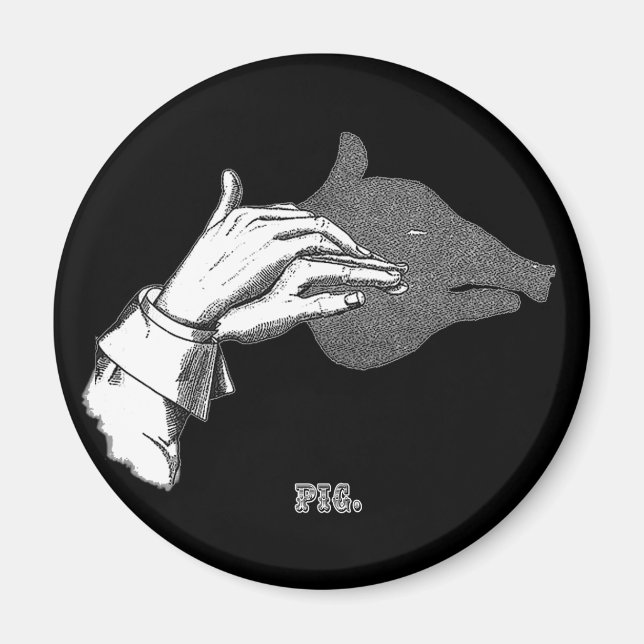 Íman Arte Sombra de Mão do PIG de um Livro Antiquado (Frente)