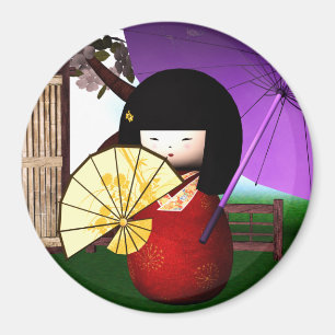 Íman Arte vermelha da boneca de Kokeshi