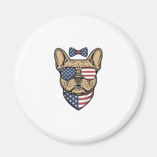 Íman Arte Vetorial de Bulldog Francês Patriótico Vintag