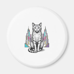 Íman Arte Vetorial de Cidade de Gato Cibernético Gravad