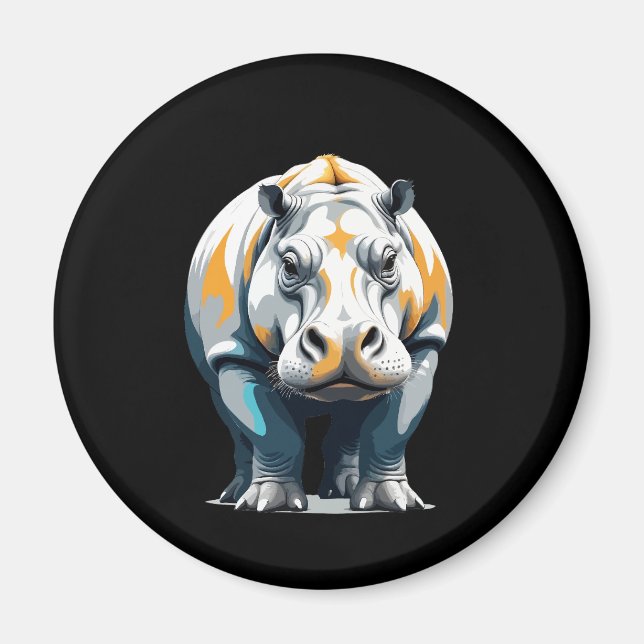 Íman Arte vetorial de Hippopotamus com cores vibrantes (Frente)
