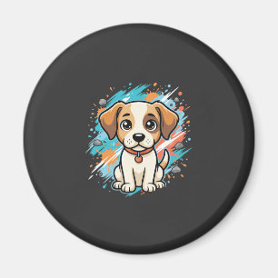 Íman Arte vetorial de pintura de cachorro fofo_1