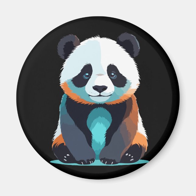 Íman Arte vetorial Panda com cores vibrantes (Frente)