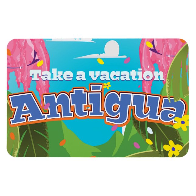 Íman Arte viagens vintage da ilha de Antígua. (Horizontal)