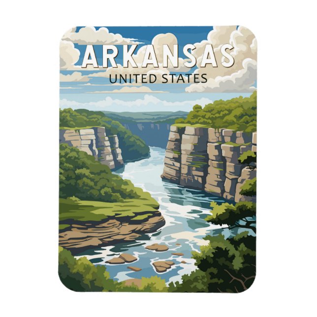 Íman Arte Vintage Viagem Arkansas (Vertical)
